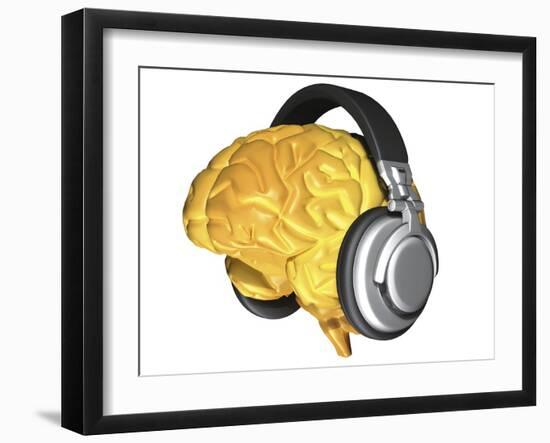 Brain with Headphones, Artwork-PASIEKA-Framed Photographic Print