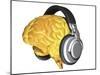 Brain with Headphones, Artwork-PASIEKA-Mounted Photographic Print