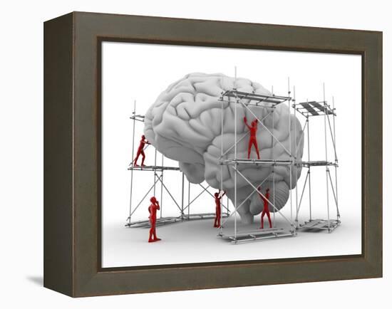 Brain with Workers, Mental Health-PASIEKA-Framed Premier Image Canvas