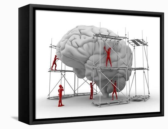 Brain with Workers, Mental Health-PASIEKA-Framed Premier Image Canvas