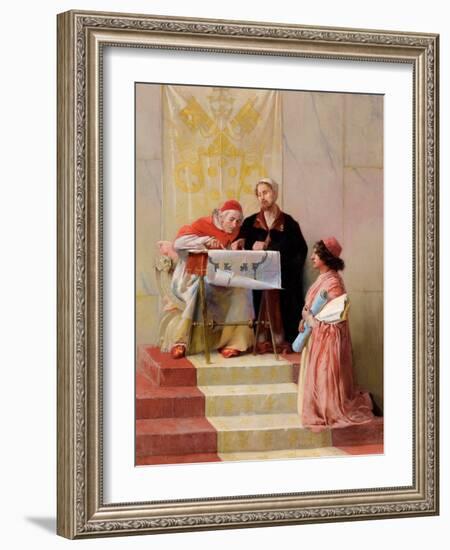 Bramante Showing Plans for Basilica of St Peter to the Pope, 1506 (Oil on Canvas)-Edwin Howland Blashfield-Framed Giclee Print
