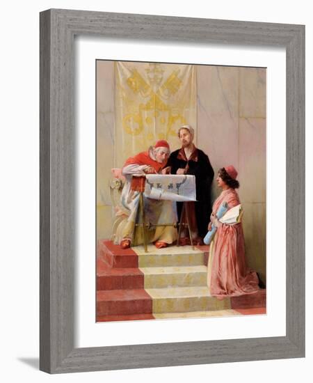 Bramante Showing Plans for Basilica of St Peter to the Pope, 1506 (Oil on Canvas)-Edwin Howland Blashfield-Framed Giclee Print