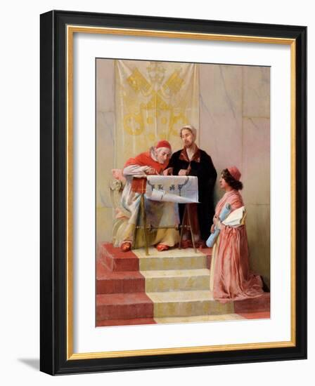 Bramante Showing Plans for Basilica of St Peter to the Pope, 1506 (Oil on Canvas)-Edwin Howland Blashfield-Framed Giclee Print