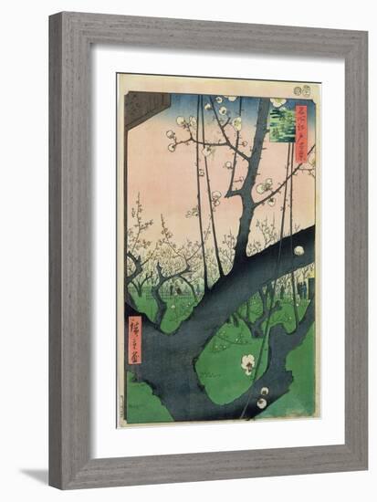 Branch of a Flowering Plum Tree-Ando Hiroshige-Framed Giclee Print