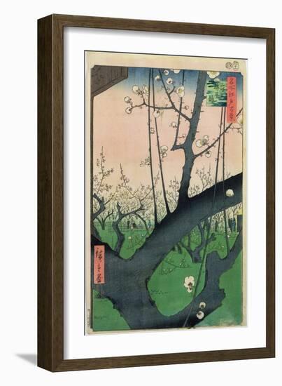 Branch of a Flowering Plum Tree-Ando Hiroshige-Framed Giclee Print