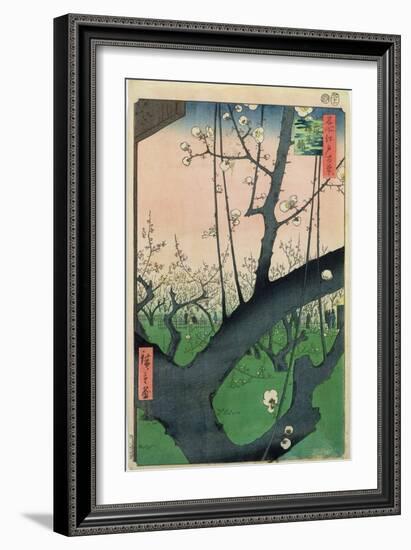 Branch of a Flowering Plum Tree-Ando Hiroshige-Framed Giclee Print