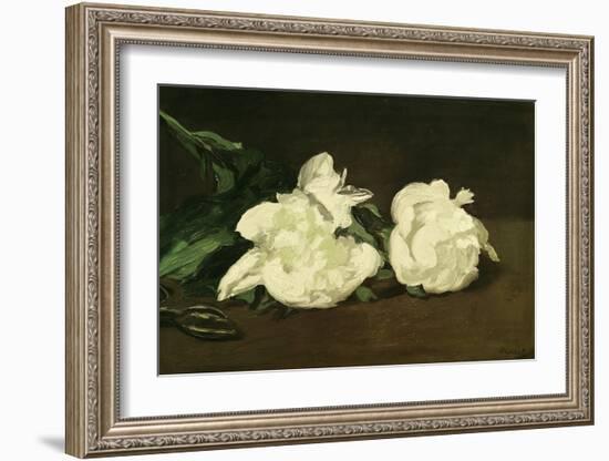 Branch of White Peonies and Secateurs, 1864-Edouard Manet-Framed Giclee Print