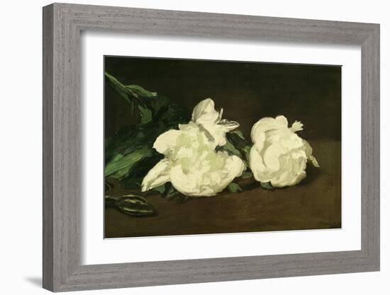 Branch of White Peonies and Secateurs, 1864-Edouard Manet-Framed Giclee Print