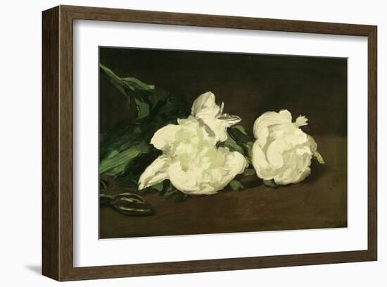 Branch of White Peonies and Secateurs, 1864-Edouard Manet-Framed Giclee Print