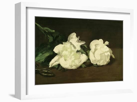 Branch of White Peonies and Secateurs, 1864-Edouard Manet-Framed Giclee Print