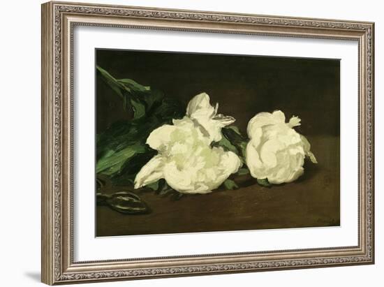 Branch of White Peonies and Secateurs, 1864-Edouard Manet-Framed Giclee Print