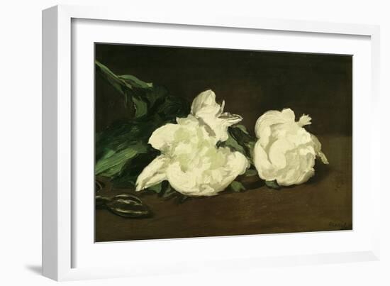 Branch of White Peonies and Secateurs, 1864-Edouard Manet-Framed Giclee Print