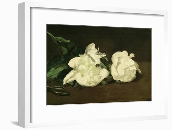 Branch of White Peonies and Secateurs, 1864-Edouard Manet-Framed Premium Giclee Print