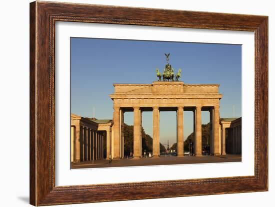 Brandenburg Gate (Brandenburger Tor) at sunrise, Quadriga, Berlin Mitte, Berlin, Germany, Europe-Markus Lange-Framed Photographic Print