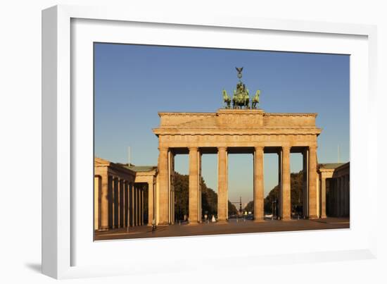 Brandenburg Gate (Brandenburger Tor) at sunrise, Quadriga, Berlin Mitte, Berlin, Germany, Europe-Markus Lange-Framed Photographic Print