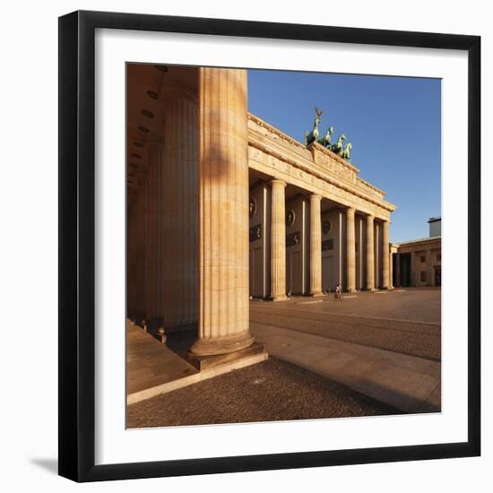 Brandenburg Gate (Brandenburger Tor) at sunrise, Quadriga, Berlin Mitte, Berlin, Germany, Europe-Markus Lange-Framed Photographic Print