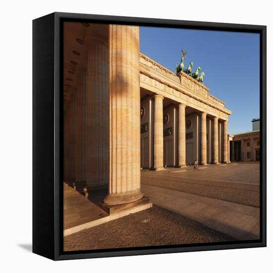 Brandenburg Gate (Brandenburger Tor) at sunrise, Quadriga, Berlin Mitte, Berlin, Germany, Europe-Markus Lange-Framed Premier Image Canvas