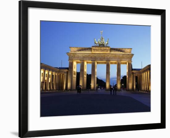 Brandenburg Gate Floodlit in the Evening, Pariser Platz, Unter Den Linden, Berlin, Germany, Europe-null-Framed Photographic Print