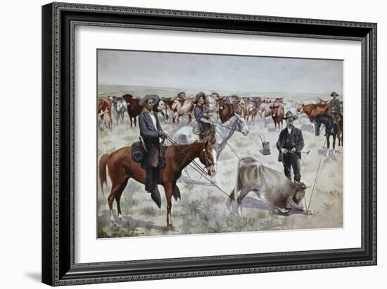 Branding a Steer-Frederic Sackrider Remington-Framed Giclee Print