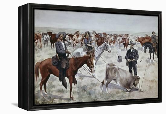 Branding a Steer-Frederic Sackrider Remington-Framed Premier Image Canvas