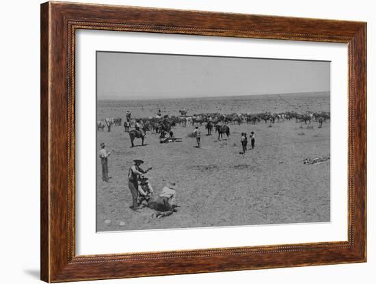 Branding At Texas Ranch-7 RANCH-Framed Art Print