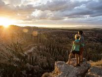 A Couple at Sunset in Bryce Canyon National Park, Utah, in the Summer Overlooking the Canyon-Brandon Flint-Premier Image Canvas