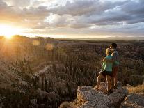 A Couple at Sunset in Bryce Canyon National Park, Utah, in the Summer Overlooking the Canyon-Brandon Flint-Framed Premier Image Canvas