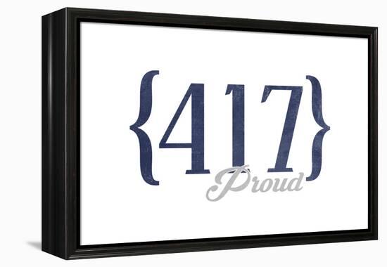 Branson, Missouri - 417 Area Code (Blue)-Lantern Press-Framed Stretched Canvas