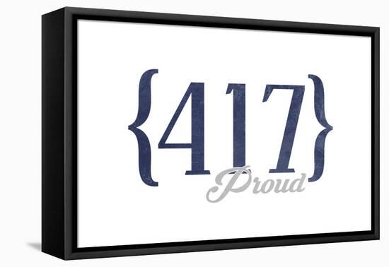 Branson, Missouri - 417 Area Code (Blue)-Lantern Press-Framed Stretched Canvas