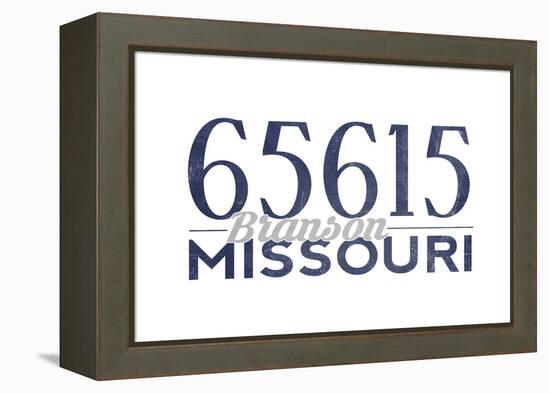 Branson, Missouri - 65615 Zip Code (Blue)-Lantern Press-Framed Stretched Canvas