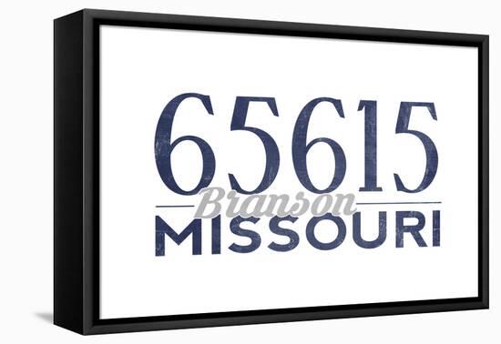 Branson, Missouri - 65615 Zip Code (Blue)-Lantern Press-Framed Stretched Canvas