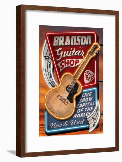 Branson, Missouri - Acoustic Guitar Music Shop-Lantern Press-Framed Art Print