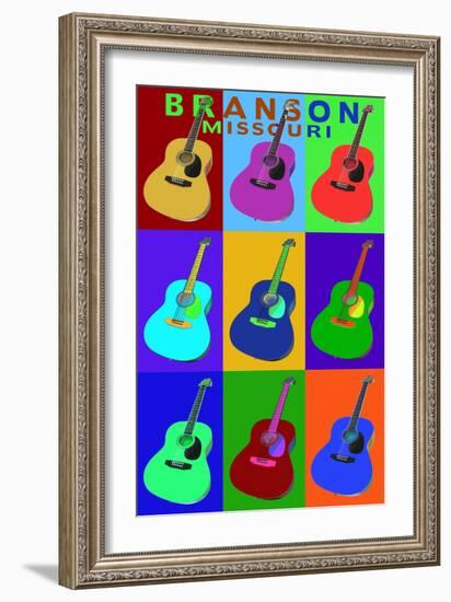 Branson, Missouri - Acoustic Guitar Pop Art-Lantern Press-Framed Art Print