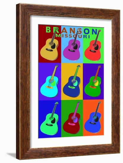 Branson, Missouri - Acoustic Guitar Pop Art-Lantern Press-Framed Art Print