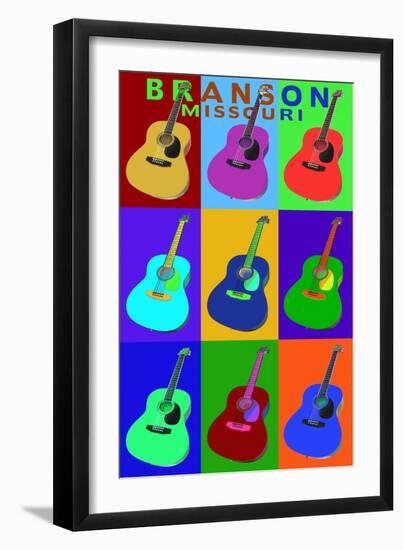 Branson, Missouri - Acoustic Guitar Pop Art-Lantern Press-Framed Art Print