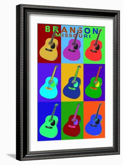 Branson, Missouri - Acoustic Guitar Pop Art-Lantern Press-Framed Art Print