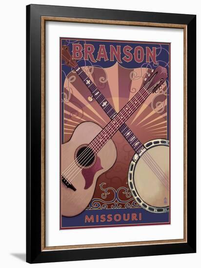 Branson, Missouri - Guitar and Banjo-Lantern Press-Framed Art Print