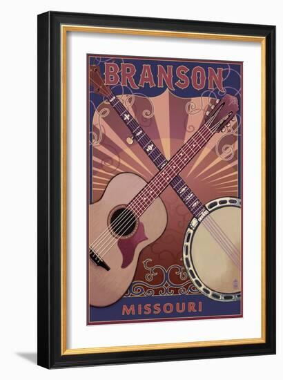 Branson, Missouri - Guitar and Banjo-Lantern Press-Framed Art Print