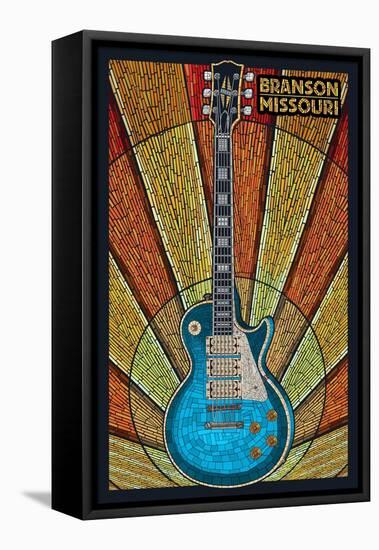 Branson, Missouri - Mosaic Guitar-Lantern Press-Framed Stretched Canvas