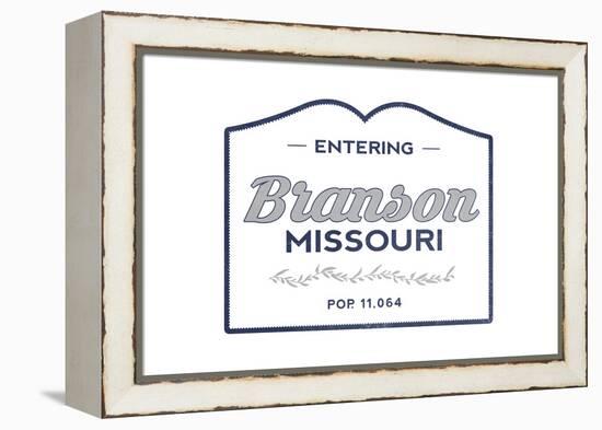 Branson, Missouri - Now Entering (Blue)-Lantern Press-Framed Stretched Canvas