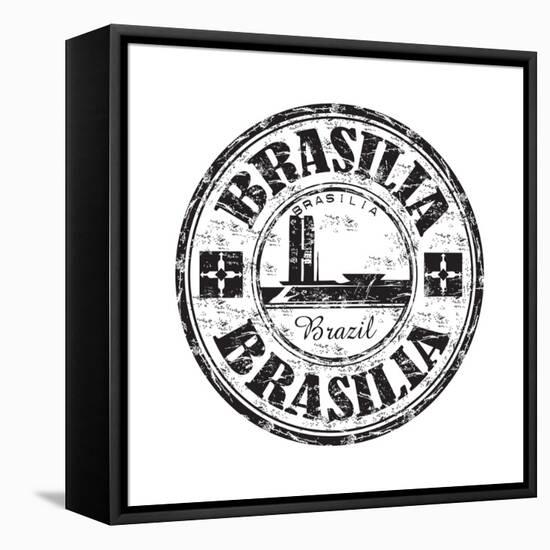 Brasilia Grunge Rubber Stamp-oxlock-Framed Stretched Canvas