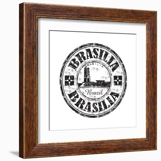 Brasilia Grunge Rubber Stamp-oxlock-Framed Art Print