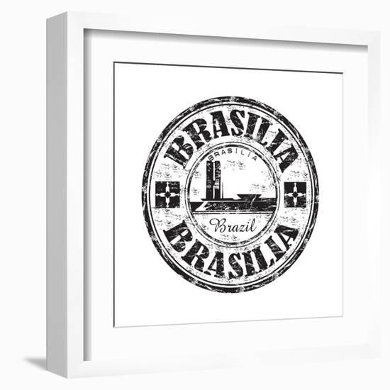 Brasilia Grunge Rubber Stamp-oxlock-Framed Art Print