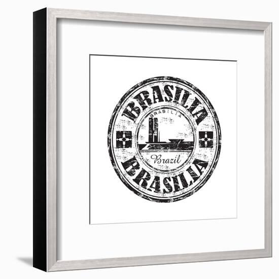 Brasilia Grunge Rubber Stamp-oxlock-Framed Art Print