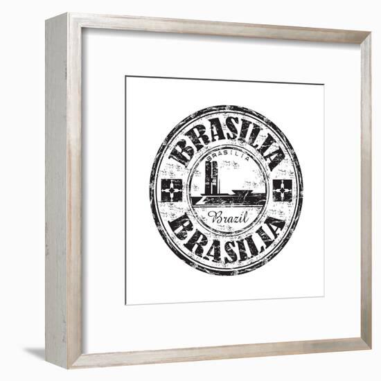 Brasilia Grunge Rubber Stamp-oxlock-Framed Art Print