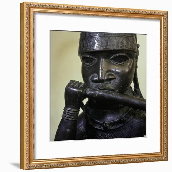 Brass figure of a hornblower or trumpeter at the Benin court, Nigeria, probably 17th century-Werner Forman-Framed Giclee Print