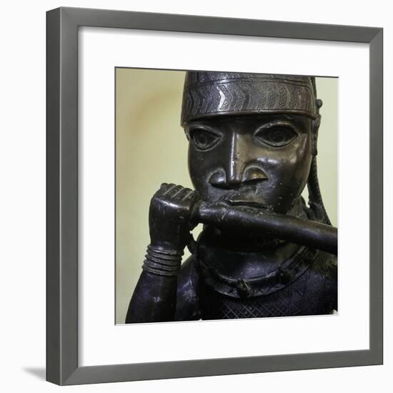 Brass figure of a hornblower or trumpeter at the Benin court, Nigeria, probably 17th century-Werner Forman-Framed Giclee Print