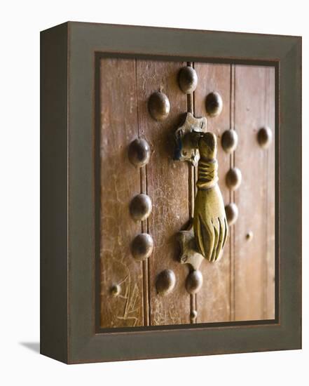 Brass Hand of Fatima Door Knocker, a Popular Symbol in Southern Morocco, Merzouga, Morocco-Lee Frost-Framed Premier Image Canvas