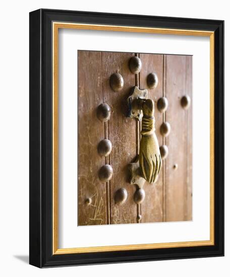 Brass Hand of Fatima Door Knocker, a Popular Symbol in Southern Morocco, Merzouga, Morocco-Lee Frost-Framed Photographic Print