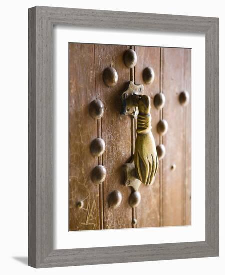 Brass Hand of Fatima Door Knocker, a Popular Symbol in Southern Morocco, Merzouga, Morocco-Lee Frost-Framed Photographic Print